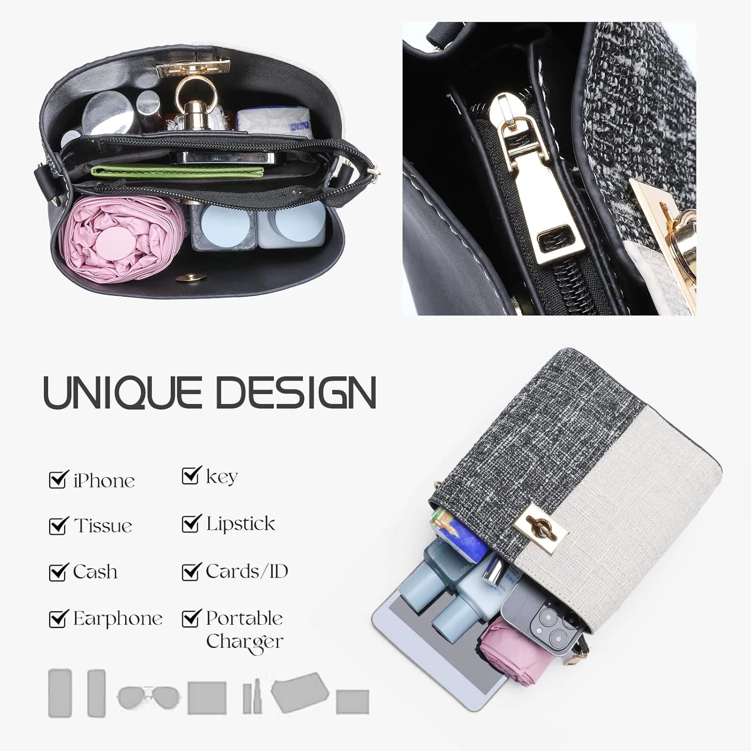 PINCNEL Small Crossbody Purses for Women, Shoulder Bag for Women, PU Leather Crossbody Bags Bucket Bag Handbags
