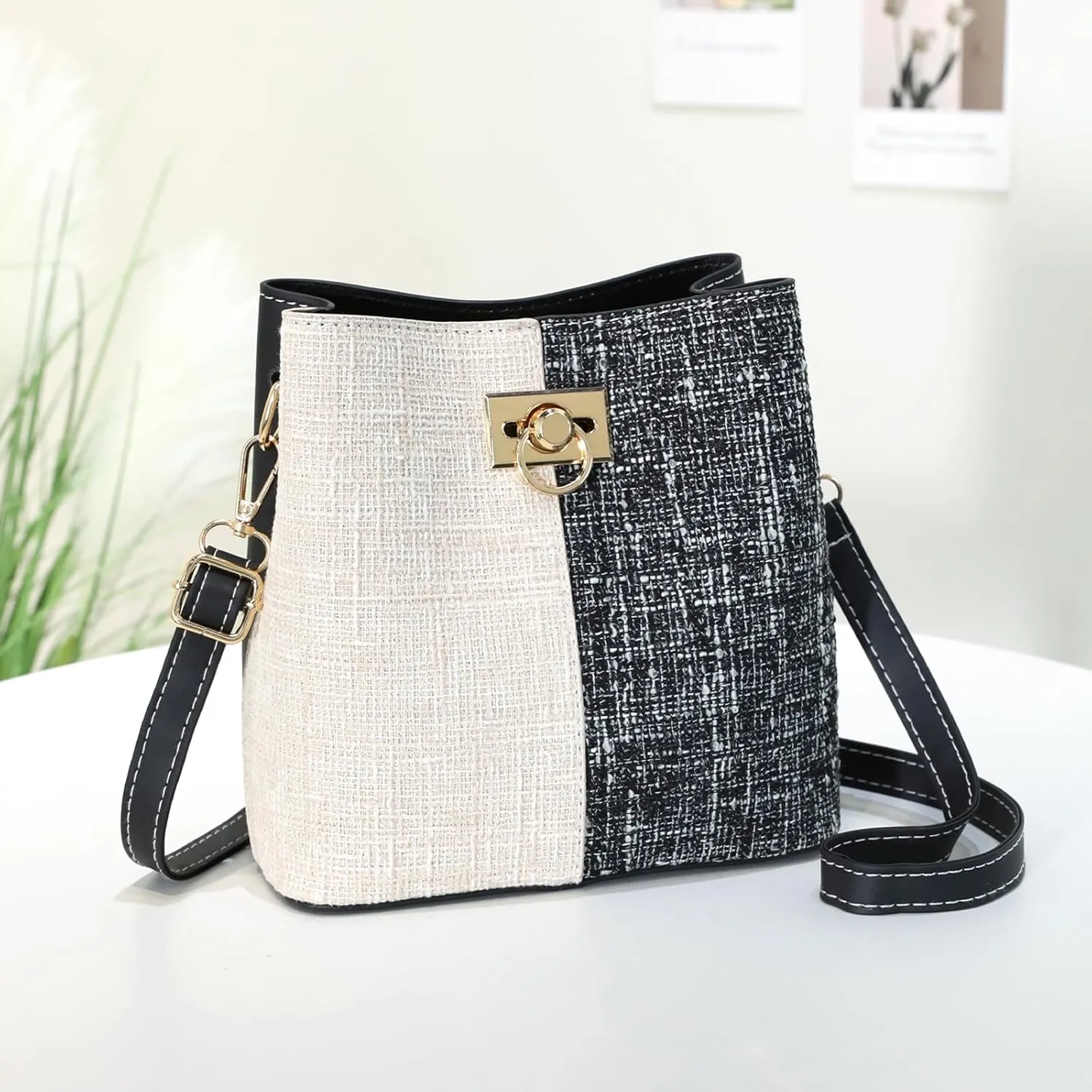 PINCNEL Small Crossbody Purses for Women, Shoulder Bag for Women, PU Leather Crossbody Bags Bucket Bag Handbags