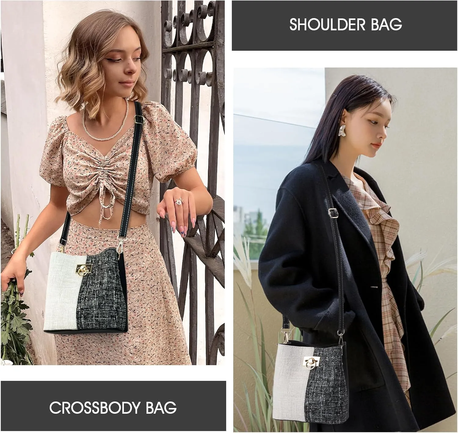 PINCNEL Small Crossbody Purses for Women, Shoulder Bag for Women, PU Leather Crossbody Bags Bucket Bag Handbags