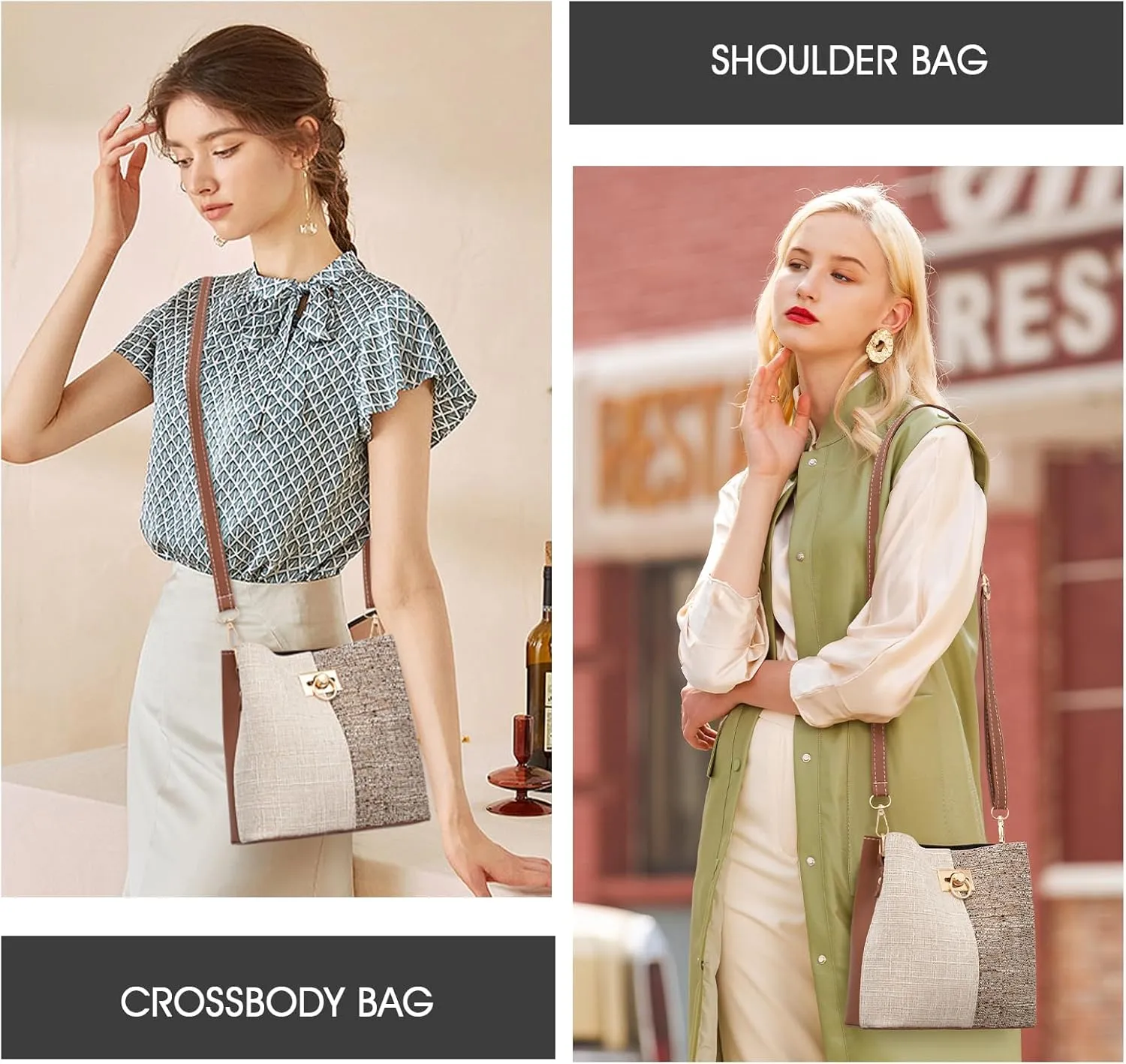 PINCNEL Small Crossbody Purses for Women, Shoulder Bag for Women, PU Leather Crossbody Bags Bucket Bag Handbags