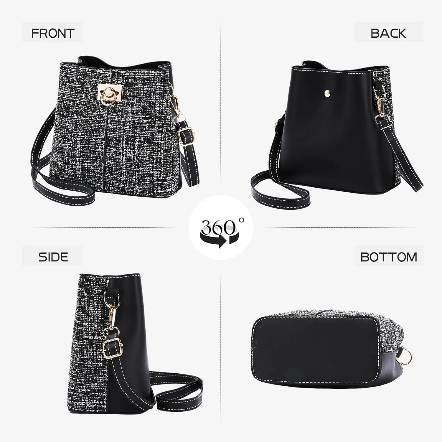 PINCNEL Small Crossbody Purses for Women, Shoulder Bag for Women, PU Leather Crossbody Bags Bucket Bag Handbags