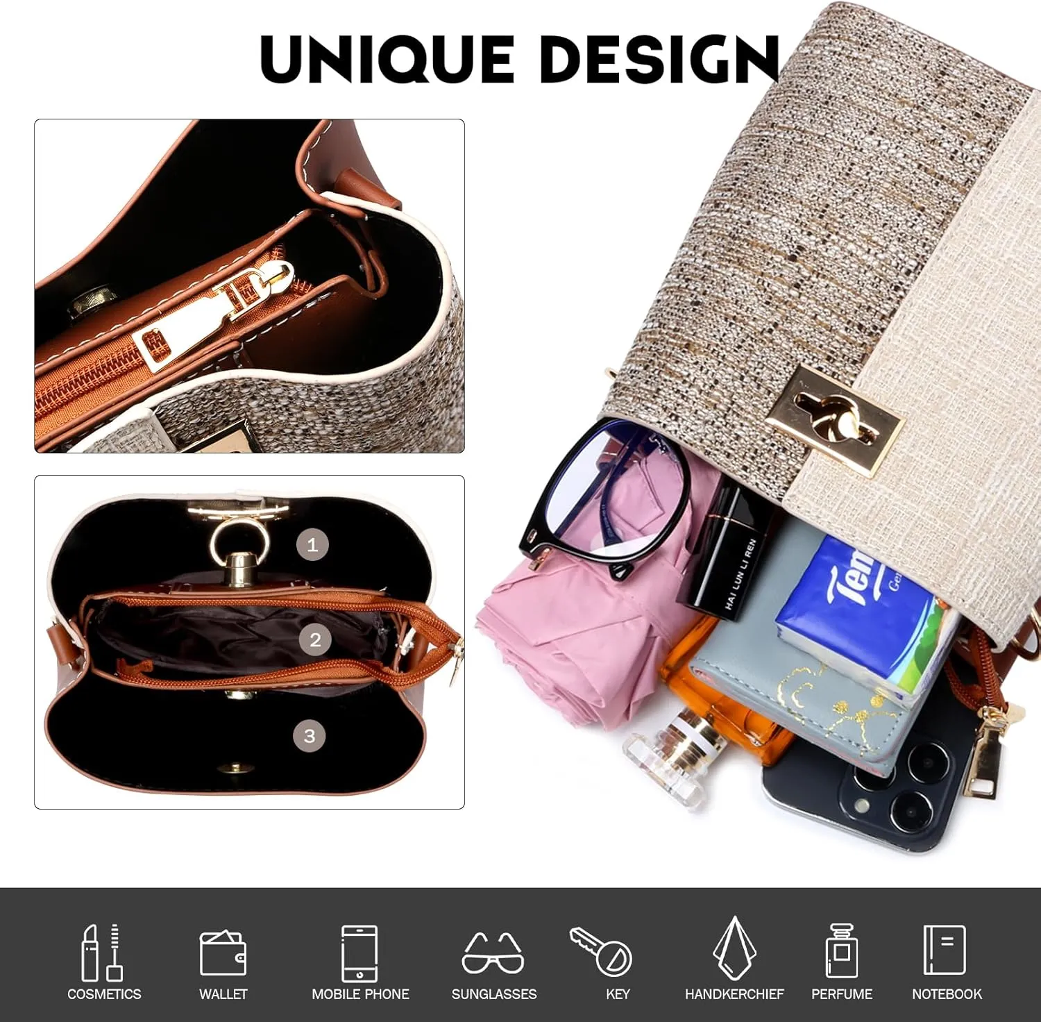 PINCNEL Small Crossbody Purses for Women, Shoulder Bag for Women, PU Leather Crossbody Bags Bucket Bag Handbags