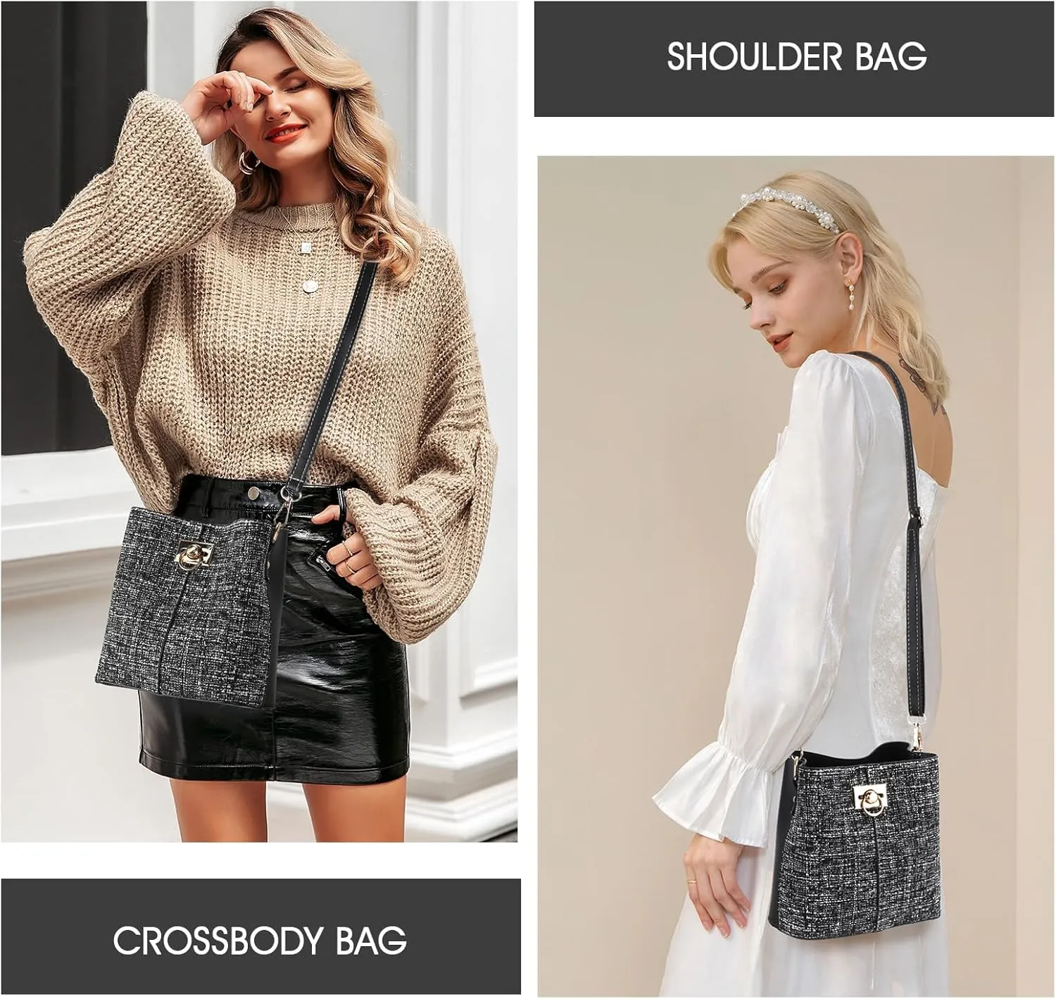 PINCNEL Small Crossbody Purses for Women, Shoulder Bag for Women, PU Leather Crossbody Bags Bucket Bag Handbags