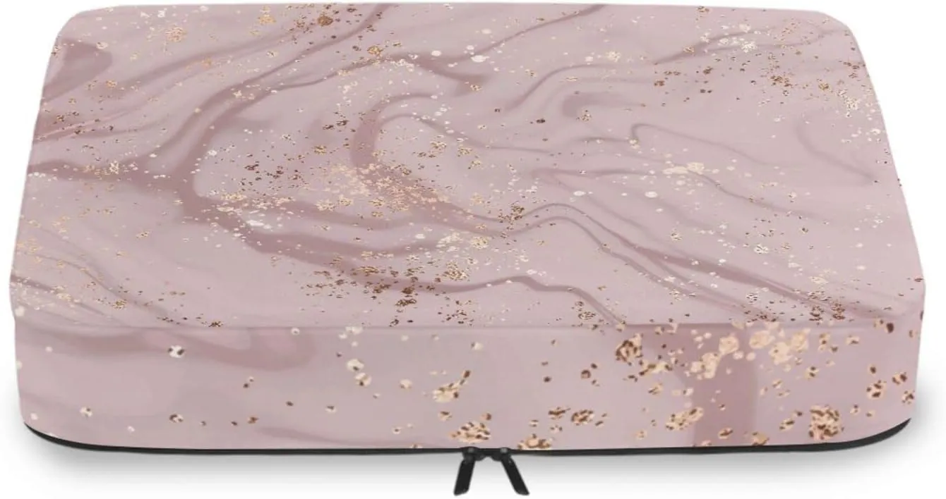 Pink Liquid Marble Artistic Painting with Rose Gold Dust Texture 4 PCs Set Packing Bags, Luggage Organizer Bag, Portable Cube Toiletry bag, Durable Travel Cosmetic Storage Bag for Men Women