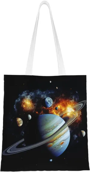 Planet Jupiter Canvas Tote Bag for Women Grocery Bag Reusable Aesthetic Shopping Bags Beach Handbag
