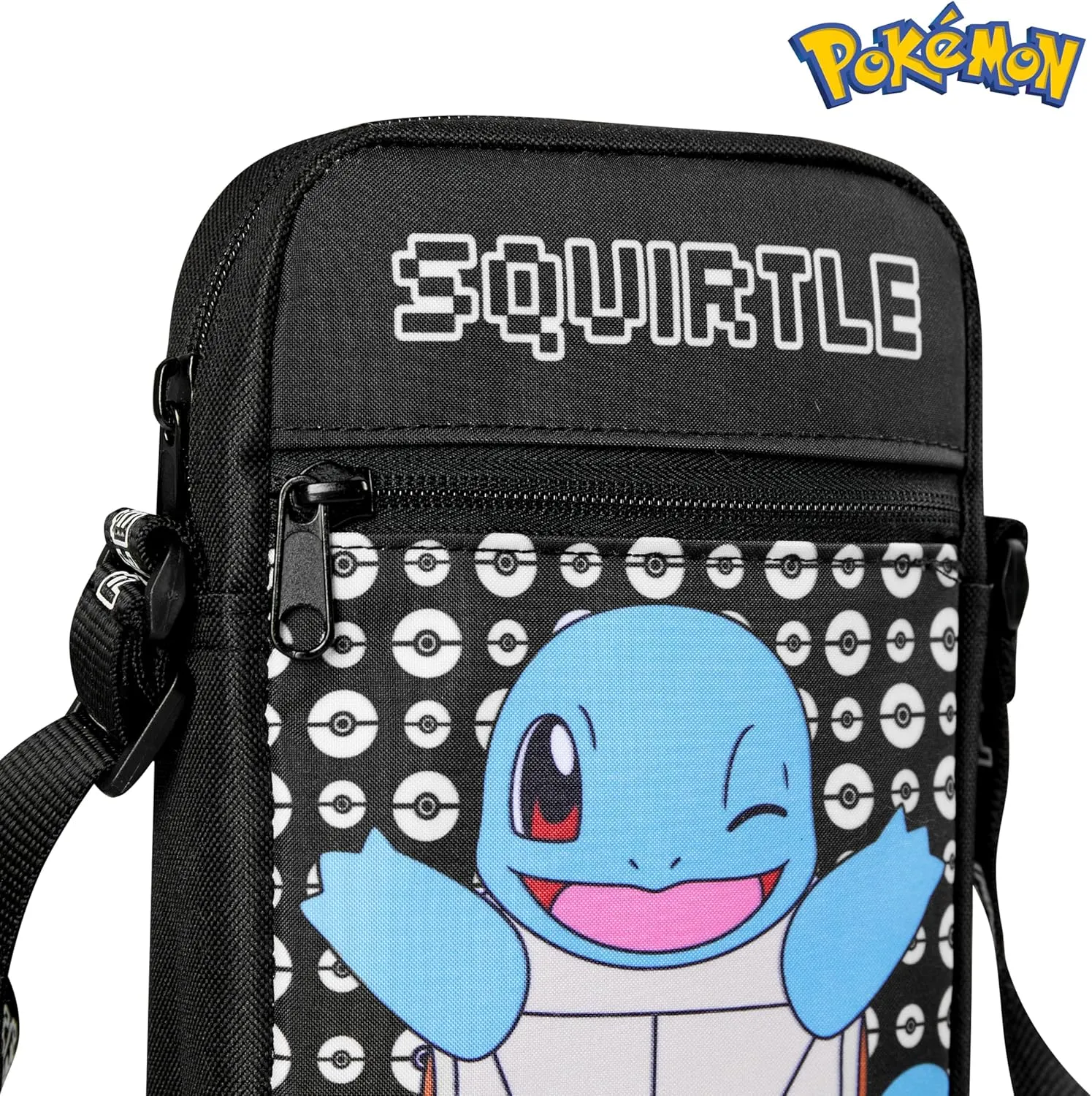 Pokemon Shoulder Bag Cross Body Bag for Kids - Adjustable Strap Kids Pikachu Small Travel Bag - Gamer Gifts (Black Squirtle)