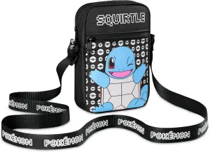 Pokemon Shoulder Bag Cross Body Bag for Kids - Adjustable Strap Kids Pikachu Small Travel Bag - Gamer Gifts (Black Squirtle)
