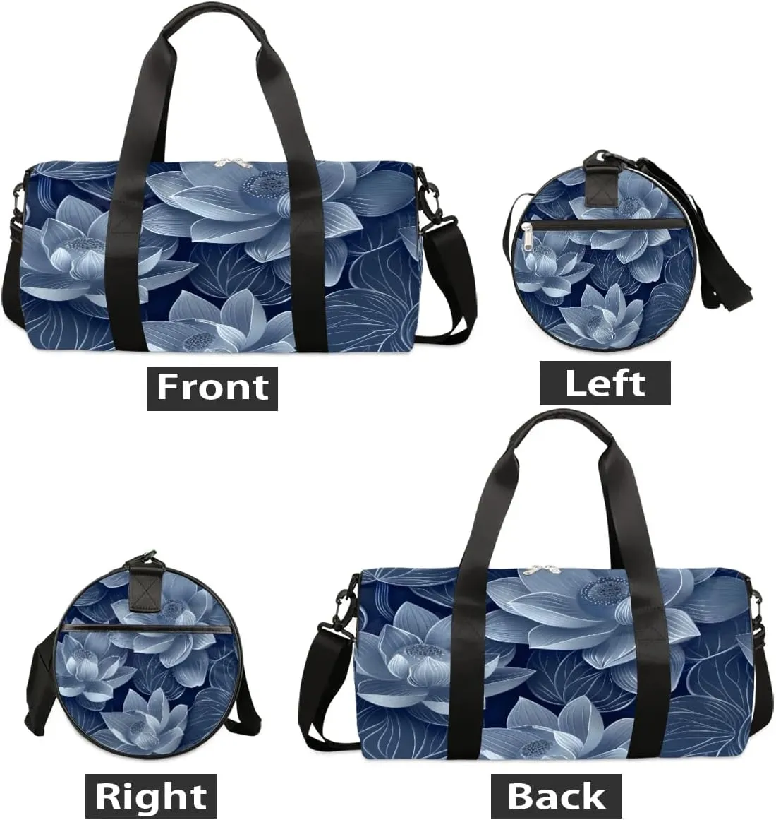 Pond Flowers Travel Duffle Bag Gym Bag for Women Men Lightweight Carry on Duffel Bag for Sports Gyms Weekend Getaway