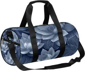 Pond Flowers Travel Duffle Bag Gym Bag for Women Men Lightweight Carry on Duffel Bag for Sports Gyms Weekend Getaway