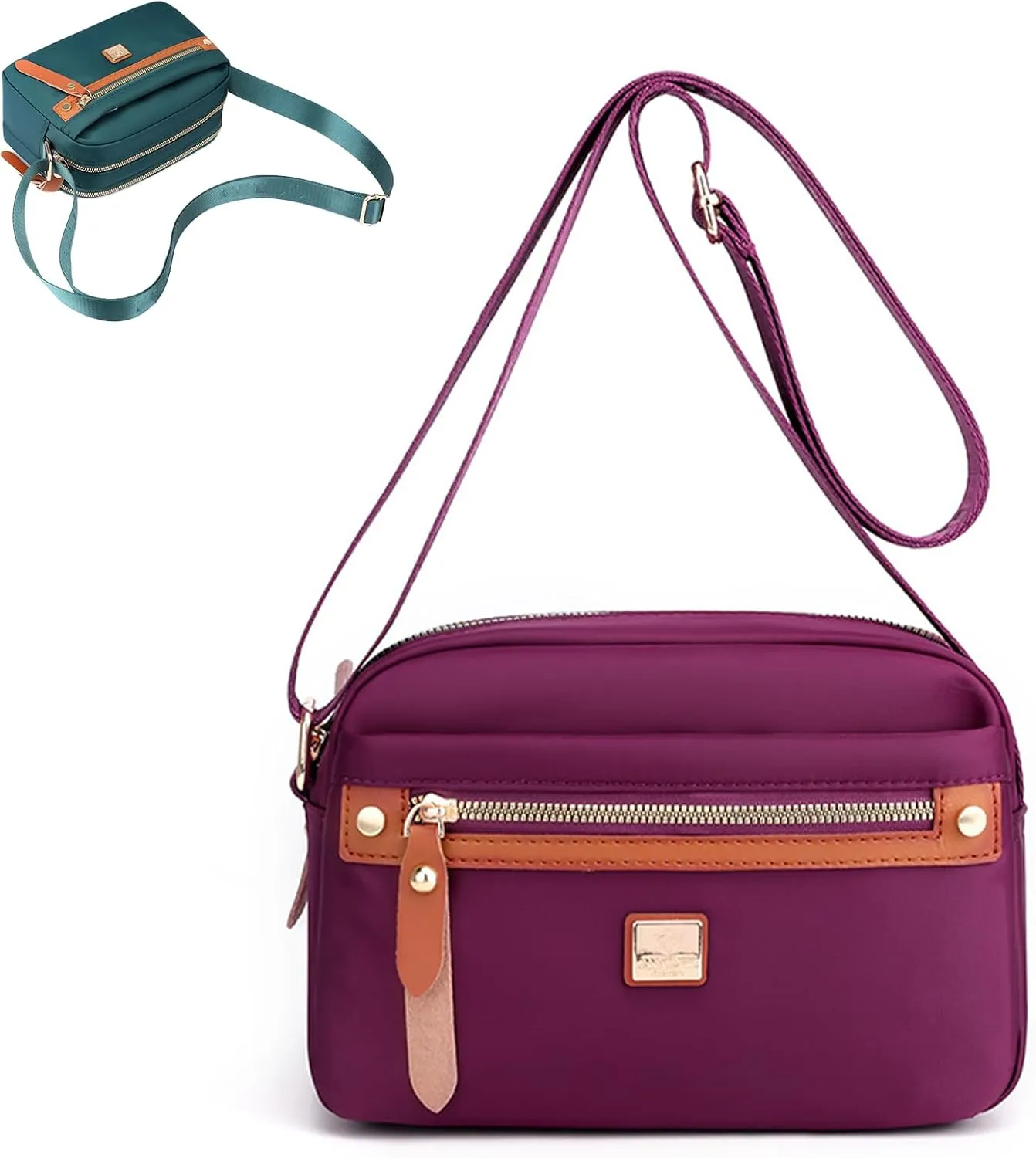 Popularate Nylon Crossbody Bag, Waterproof Lightweight Nylon Crossbody Bag With Zipper And Multi Pockets For Women