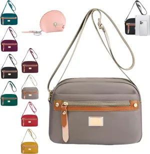 Popularate Nylon Crossbody Bag,Waterproof Fashion Multi Classic Luxury Pockets Shoulder Bags Purses for Women with Zipper