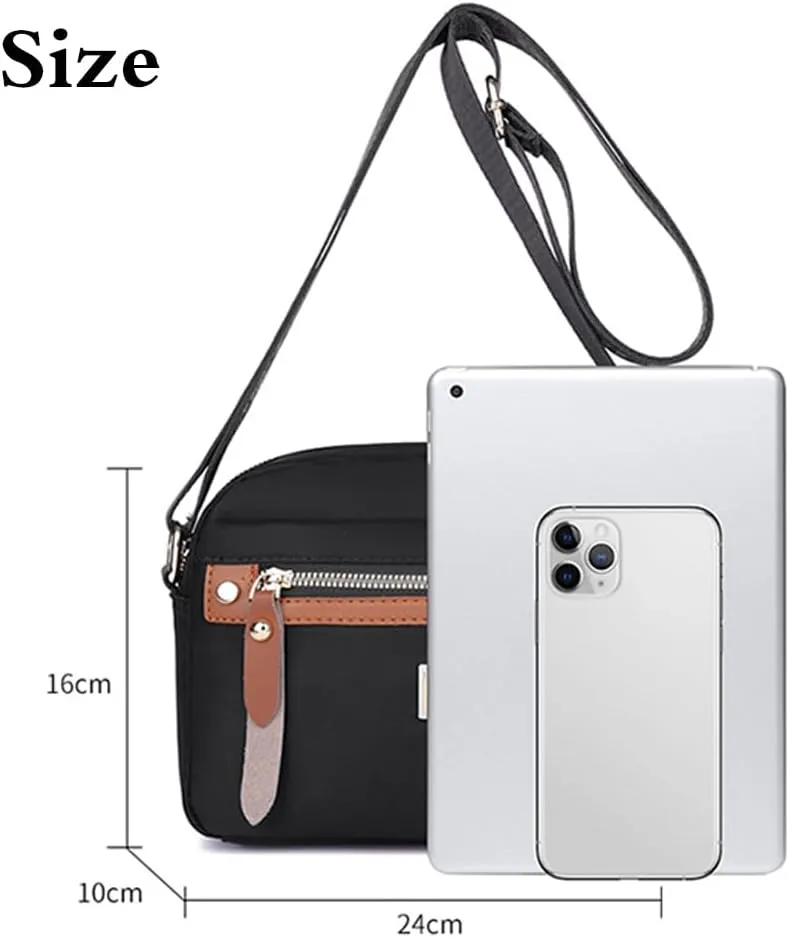 Popularate Nylon Crossbody Bag,Waterproof Fashion Multi Classic Luxury Pockets Shoulder Bags Purses for Women with Zipper
