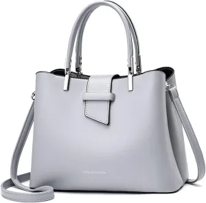 PORRASSO Fashion Handbag Purses Women Top-Handle Bags Ladies Crossbody Bag Satchel PU Leather Shoulder Tote Bags Gray
