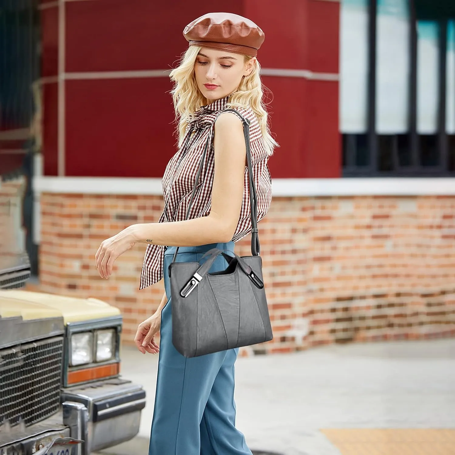 PORRASSO Fashion Shoulder Bag Women Handbag Ladies Crossbody Bag PU Leather Waterproof Satchel
