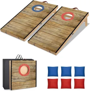 Portable Cornhole Board Set 2 ft x 1 ft or 10.16x5.04 inch Cornhole Set with 6 Bean Bags Foldable Cornhole Game for Kids and Adult Indoor or Outdoor Backyard Corn Hole Toss Games