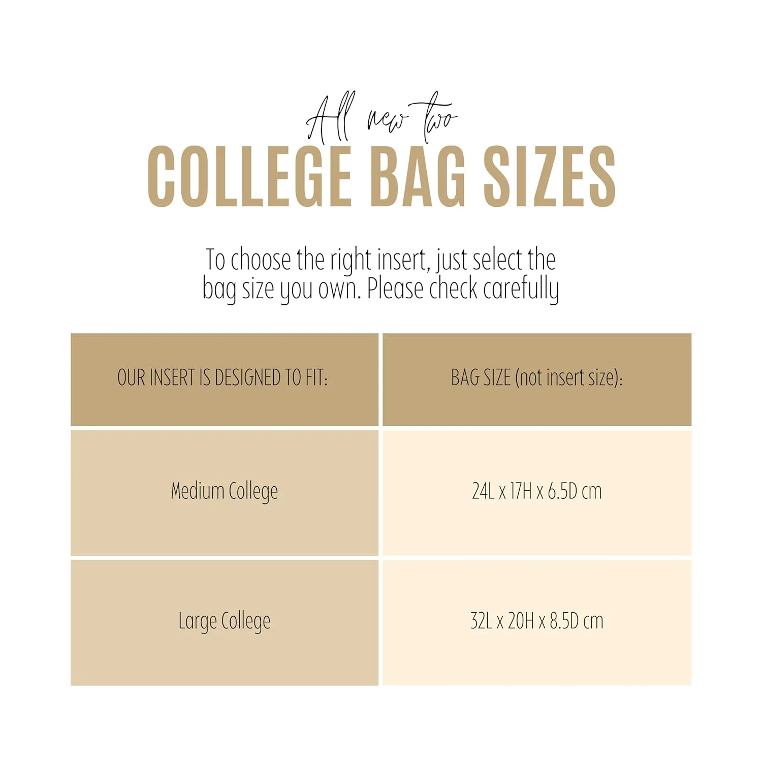 Premium Purse Organizer fits College Bag Insert, Medium College Bag Organizer, Large College Organizer, FULL Set of 2 Handmade Felt Inserts 2mm Thick Snug Sturdy (For Large College, Black)
