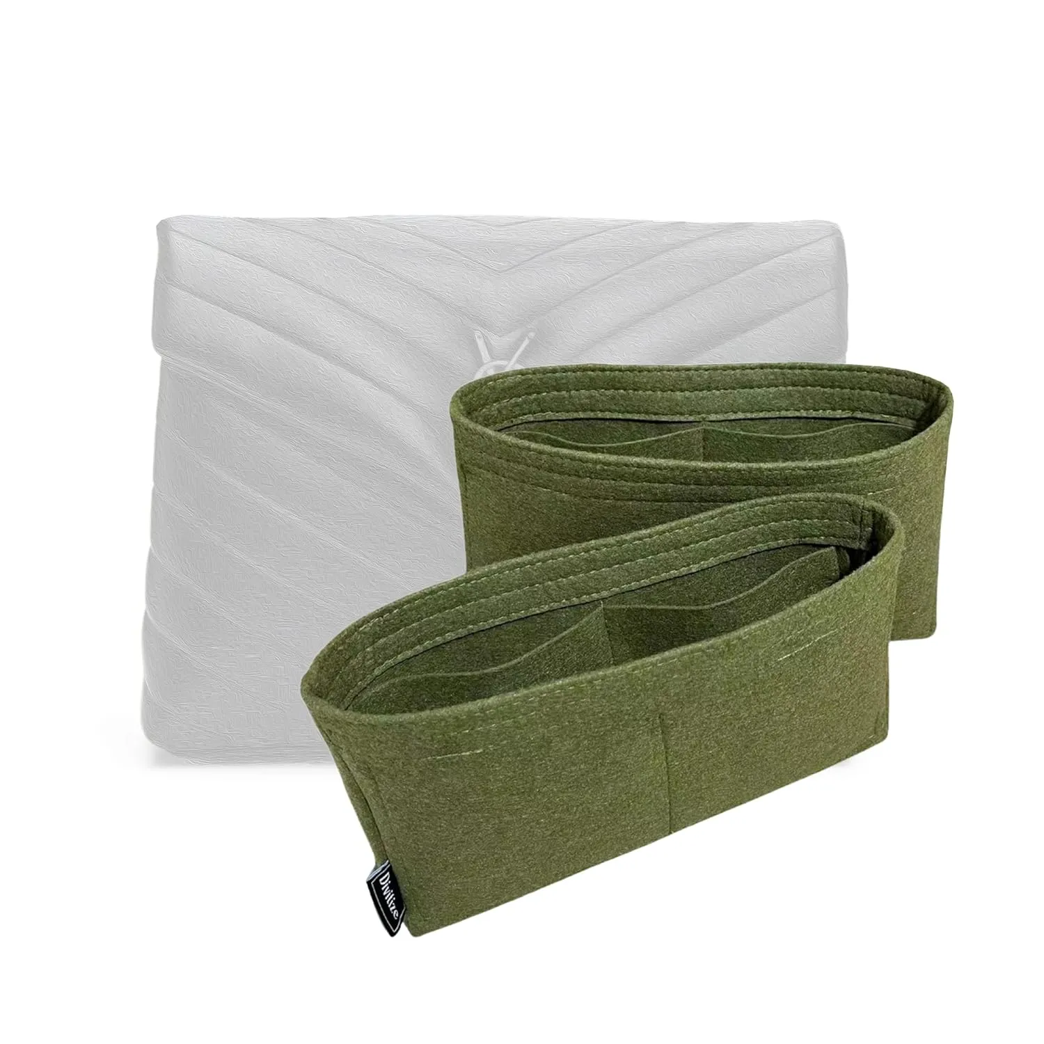 Premium Purse Organizer fits Loulou Small Organizer Insert, Loulou Toy Bag Organizer, Medium Loulou Organizer, FULL Set of 2 Handmade 2mm Felt Inserts Snug Sturdy (For Small Loulou, Beige)