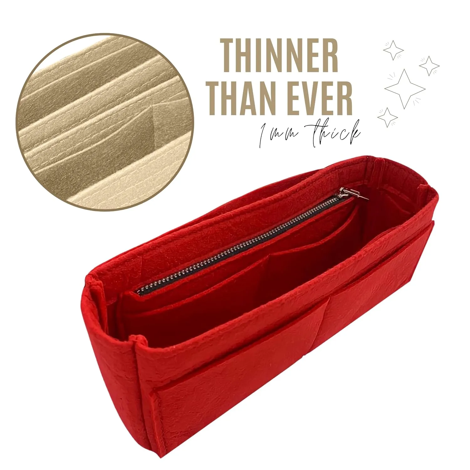 Premium Purse Organizer for Croisette Insert, fits Lv Croisette Organizer Insert, Handmade 1.2mm Premium Felt Insert, Double Layered Base Snug Sturdy Fit Gold Zip (For Croisette, Geyser Blue)