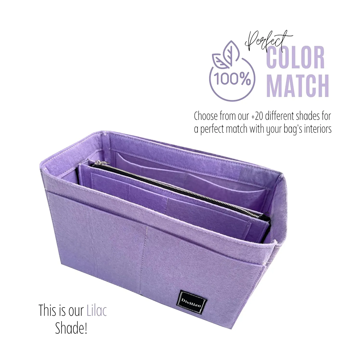 Premium Purse Organizer for On My Side MM Insert, fits Lv On My Side PM Bag Organizer, Handmade Snug Sturdy Insert 2mm Thick Felt with Gold Zipper (For On my Side PM, Geyser Blue)