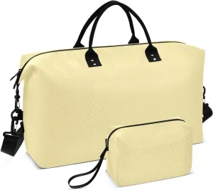 Pure Yellow Travel Duffel Bags 2PCS,Sports Duffel Bags for Men Women,Weekender Overnight Bag Gym Tote Bag with Toiletry Bag