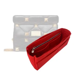 Purse Organizer for Valentino Roman Stud Bag Organizer, Medium Roman Stud Insert, Large Roman Stud Organizer, Handmade 2mm Thick Felt Gold Zipper (For Medium Roman Stud, Tea)
