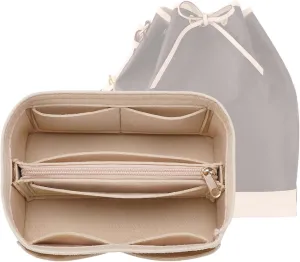 Purse Organizer Insert for LV Noe NM Bucket Bags,Tote Bag Organizer with zipper insert (Medium, Beige)