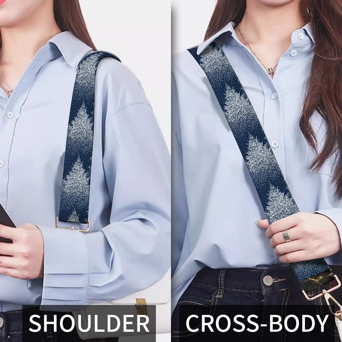Purse Strap Replacement Crossbody, 3.8cm Wide Shoulder Strap Adjustable Replacement Belt Gold Buckle, Handbag Crossbody Bag Strap Snow Forest