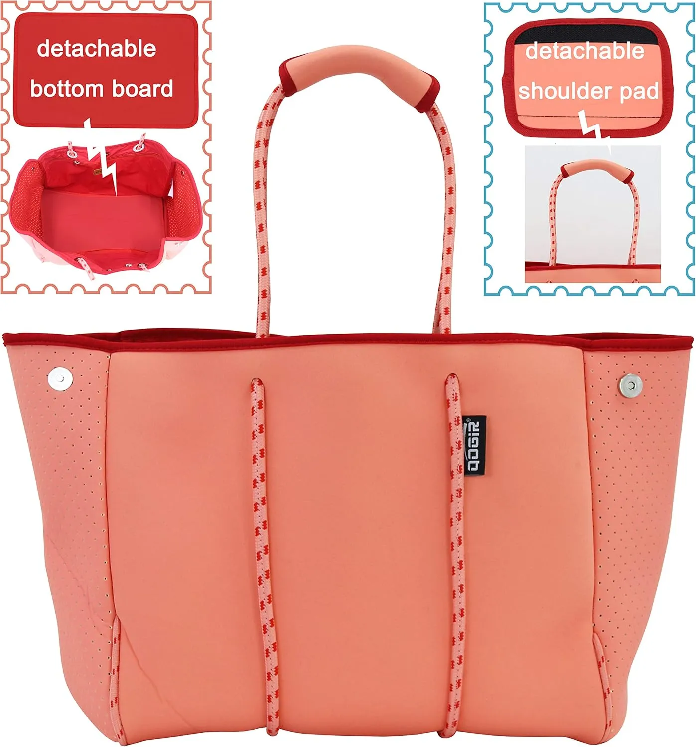 QOGiR Neoprene Multipurpose Beach Bag Tote with Inner Zipper Pocket … … … …