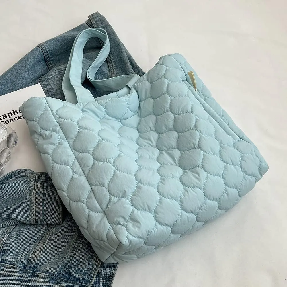Quilted Shoulder Bag Large Capacity Winter Ladies Shopper Bag Fashion Cotton-Padded Nylon Elegant Soft Portable fo