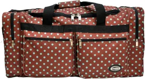 "E-Z Tote" Polka Dots Duffle Bag/Gym Bag/Travel Bag Size 30" with 4 Colors (Brown/Aqua Dots)