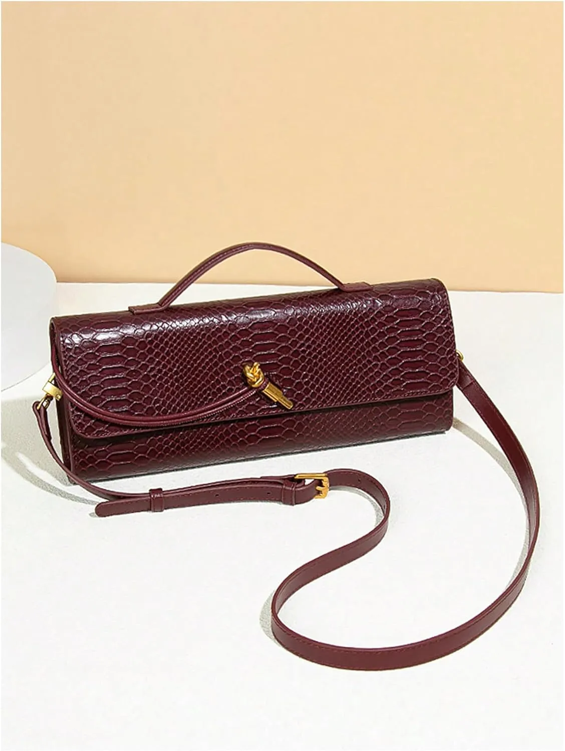 QWINEE Women's Woven Evening Bag PU Leather Clutch Purse Flap Handbag Elegant Crossbody Bag Shoulder Bag Underarm Bag