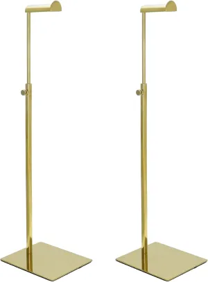 QWORK Purse Display Stands, 2 Pack Polished Gold Handbag Display Holder Jewelry Rack, (15.75" to 27.56") Adjustable Height Retail Countertop Single Hook Display Stand, for Bags,Purses,Wig, Jewelry
