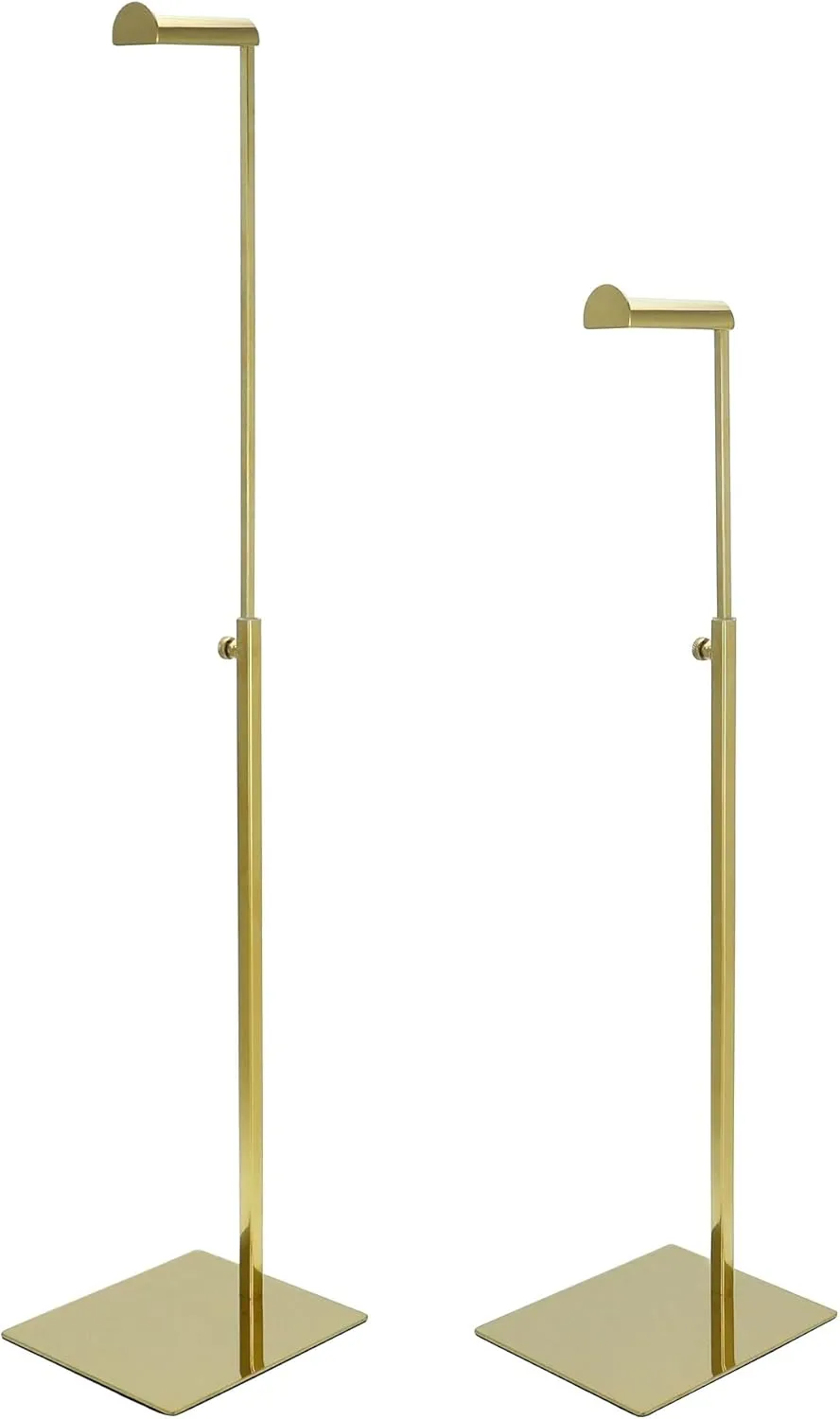 QWORK Purse Display Stands, 2 Pack Polished Gold Handbag Display Holder Jewelry Rack, (15.75" to 27.56") Adjustable Height Retail Countertop Single Hook Display Stand, for Bags,Purses,Wig, Jewelry