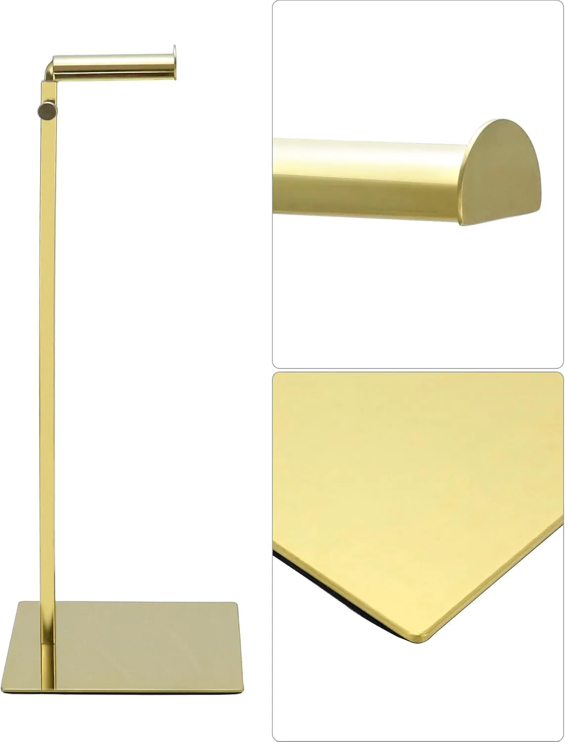 QWORK Purse Display Stands, 2 Pack Polished Gold Handbag Display Holder Jewelry Rack, (15.75" to 27.56") Adjustable Height Retail Countertop Single Hook Display Stand, for Bags,Purses,Wig, Jewelry