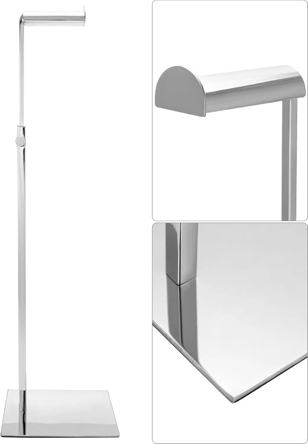 QWORK Purse Display Stands, 2 Pcs Polished Silver Handbag Display Holder Jewelry Rack, (15.75" to 27.56") Adjustable Height Retail Countertop Single Hook Display Stand, for Bags, Wig, Jewelry