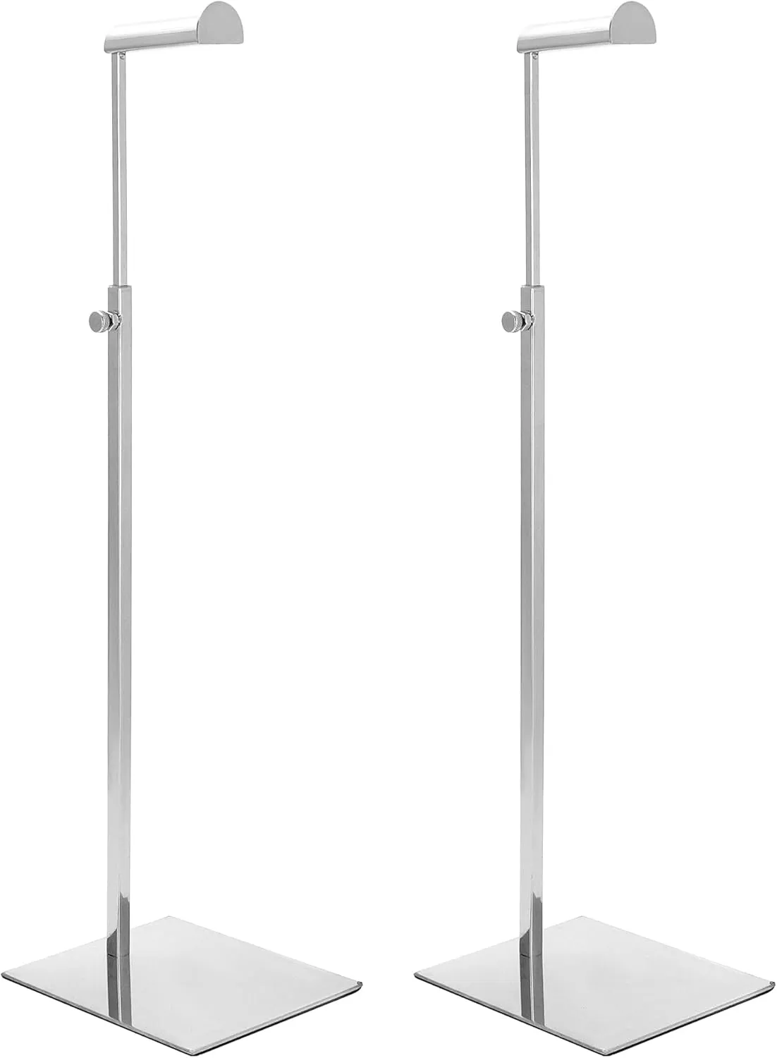 QWORK Purse Display Stands, 2 Pcs Polished Silver Handbag Display Holder Jewelry Rack, (15.75" to 27.56") Adjustable Height Retail Countertop Single Hook Display Stand, for Bags, Wig, Jewelry