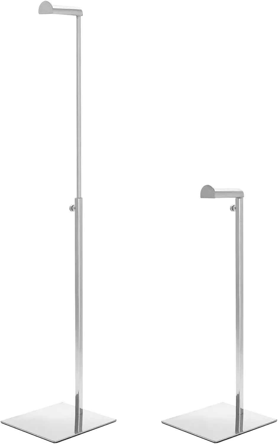 QWORK Purse Display Stands, 2 Pcs Polished Silver Handbag Display Holder Jewelry Rack, (15.75" to 27.56") Adjustable Height Retail Countertop Single Hook Display Stand, for Bags, Wig, Jewelry