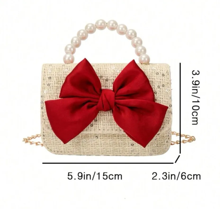 Red Bow Tweed Purse