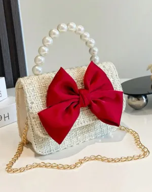 Red Bow Tweed Purse