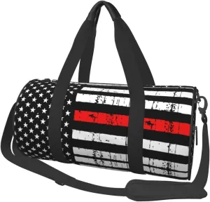 Red Line Flag Duffel Tote for Men and Women Backpacking Travel and Storage Shoulder Bag