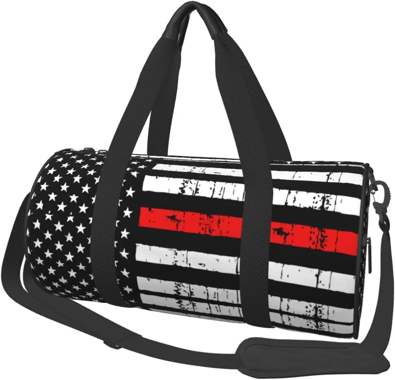 Red Line Flag Duffel Tote for Men and Women Backpacking Travel and Storage Shoulder Bag