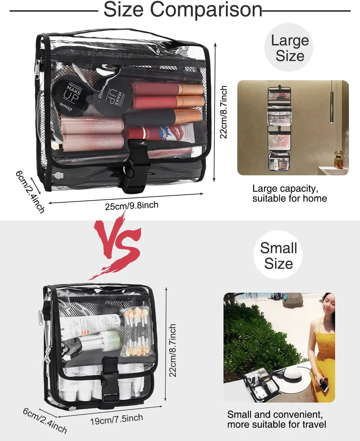 Relavel Hanging Toiletry Bag TSA Approved Clear Toiletry Bag for Women and Men