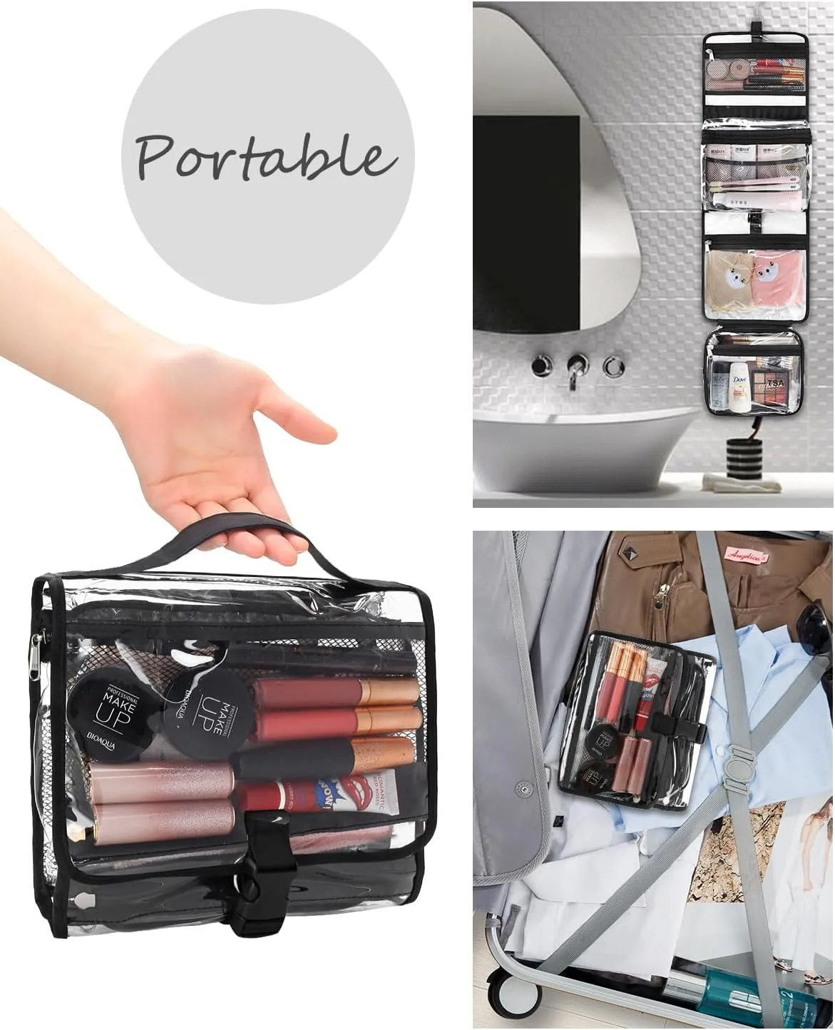 Relavel Hanging Toiletry Bag TSA Approved Clear Toiletry Bag for Women and Men