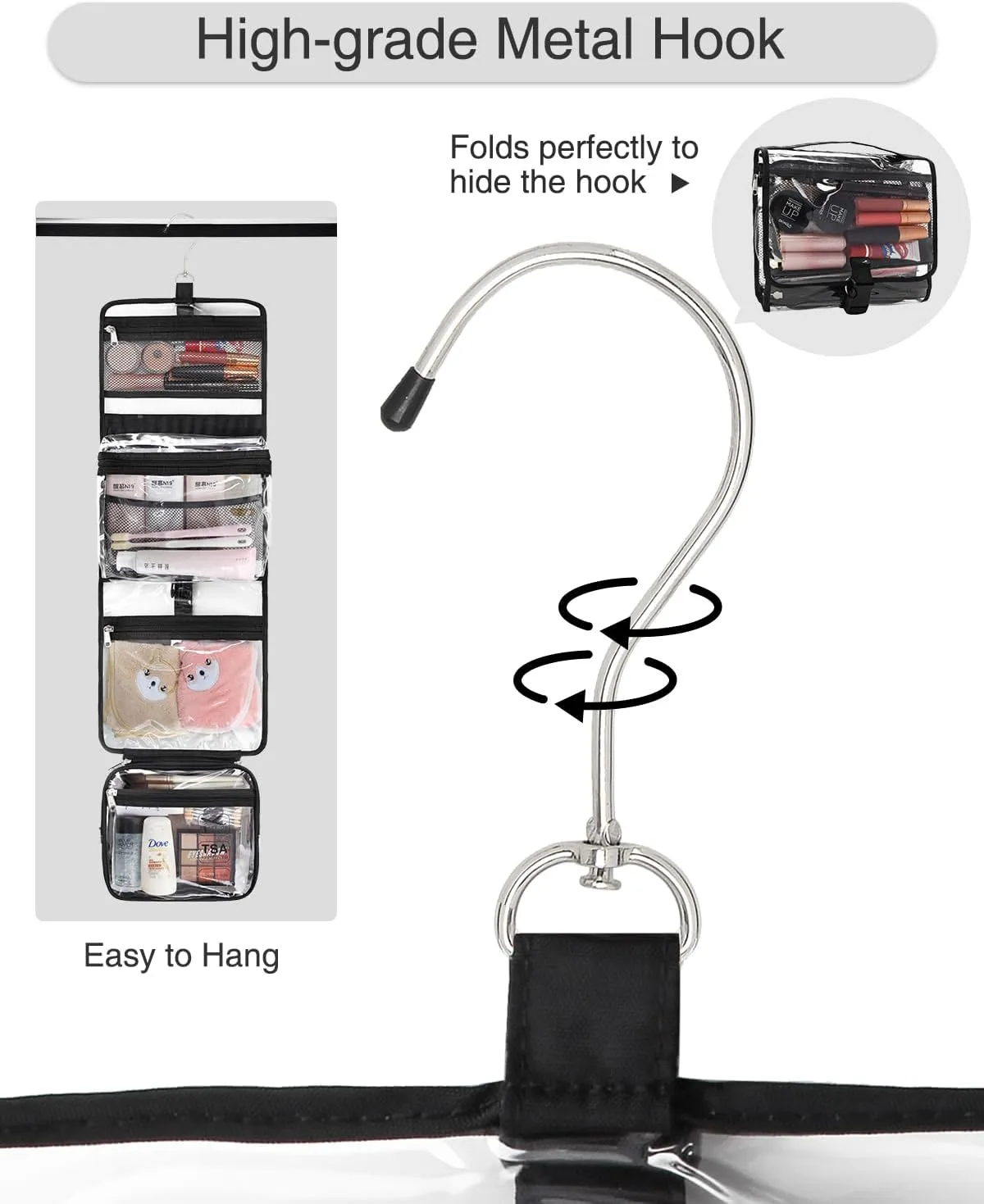 Relavel Hanging Toiletry Bag TSA Approved Clear Toiletry Bag for Women and Men