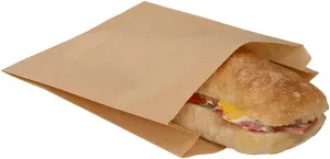 Restaurantware Bag Tek 7 x 2 x 9 Inch Paper Cookie Bags 100 Food Grade Sandwich Sleeve Bags - Silicone-Coated For Bakery Treats or Party Favors Kraft Paper Snack Bags Serve Pastries or Donuts