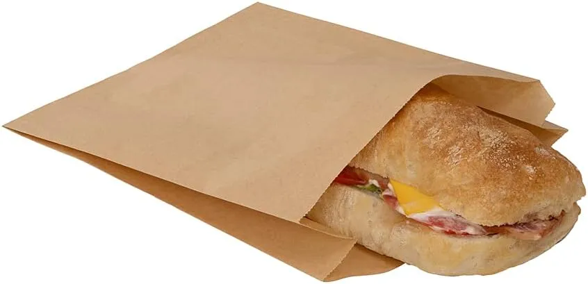 Restaurantware Bag Tek 7 x 2 x 9 Inch Paper Cookie Bags 100 Food Grade Sandwich Sleeve Bags - Silicone-Coated For Bakery Treats or Party Favors Kraft Paper Snack Bags Serve Pastries or Donuts