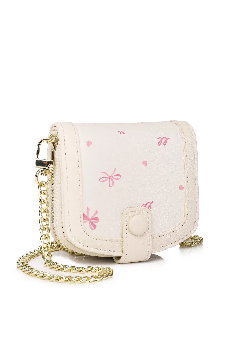Ribbon Breeze Chain-Link Mini Wallet (Beige)