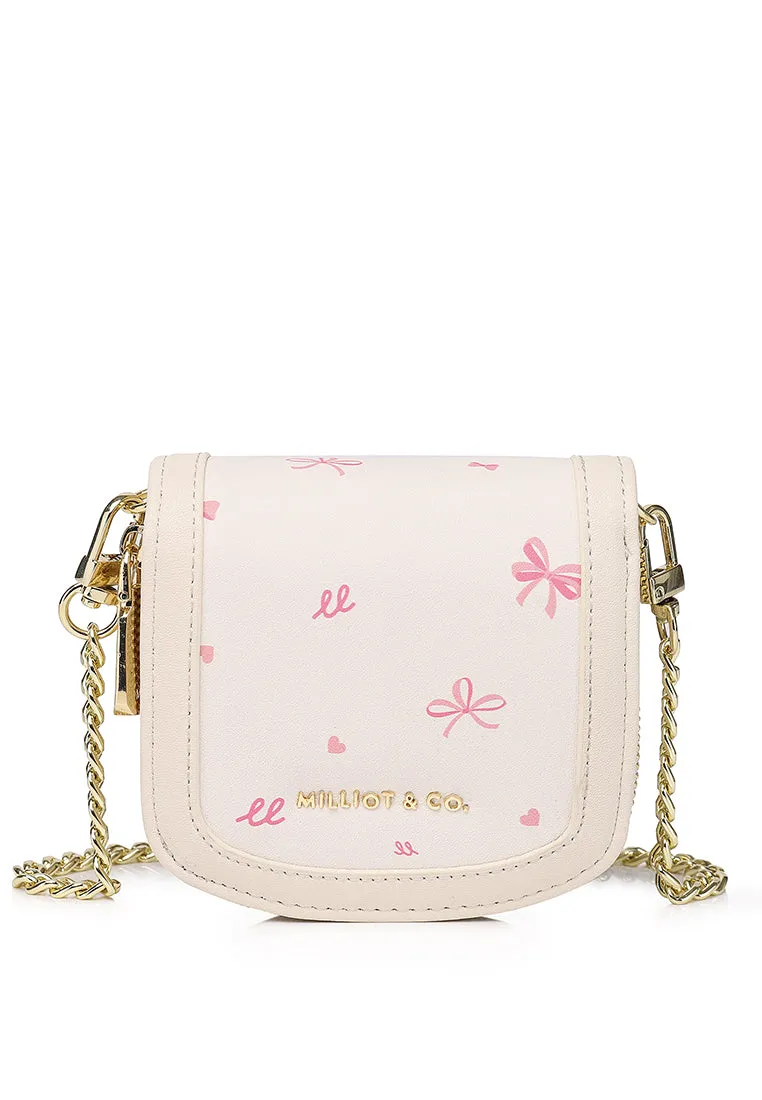 Ribbon Breeze Chain-Link Mini Wallet (Beige)