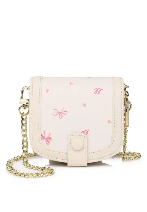 Ribbon Breeze Chain-Link Mini Wallet (Beige)