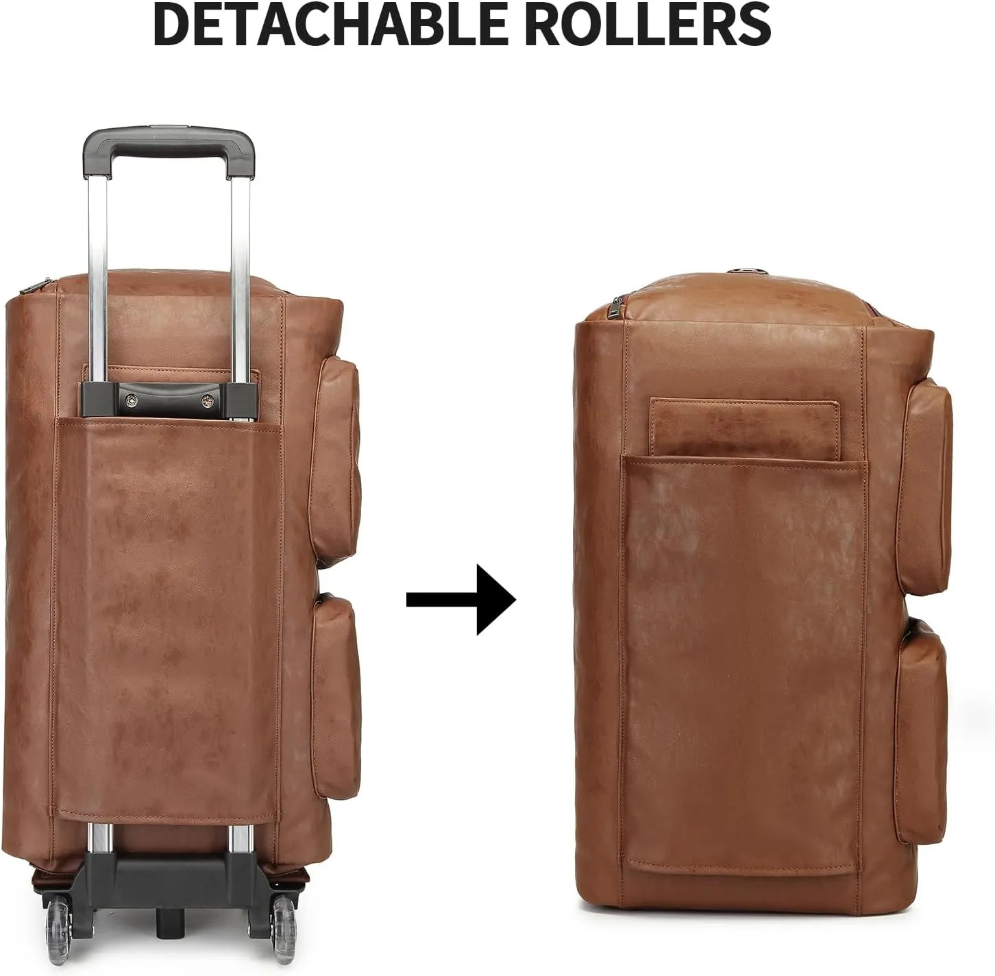 Rolling Garment Bags for Travel,Convertible Duffle Garment Bag Roller Bag Carry on Garment Bag with Wheels Luggage Rolling Weekender Roller Duffle Bags for Travel-Brown